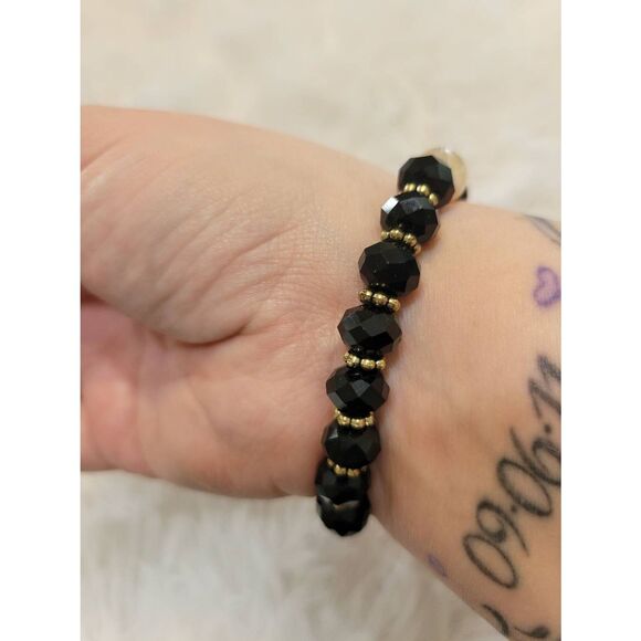 Raw Quartz Crystal Bracelet, Beaded Bracelet, Stretch - Picture 5 of 7